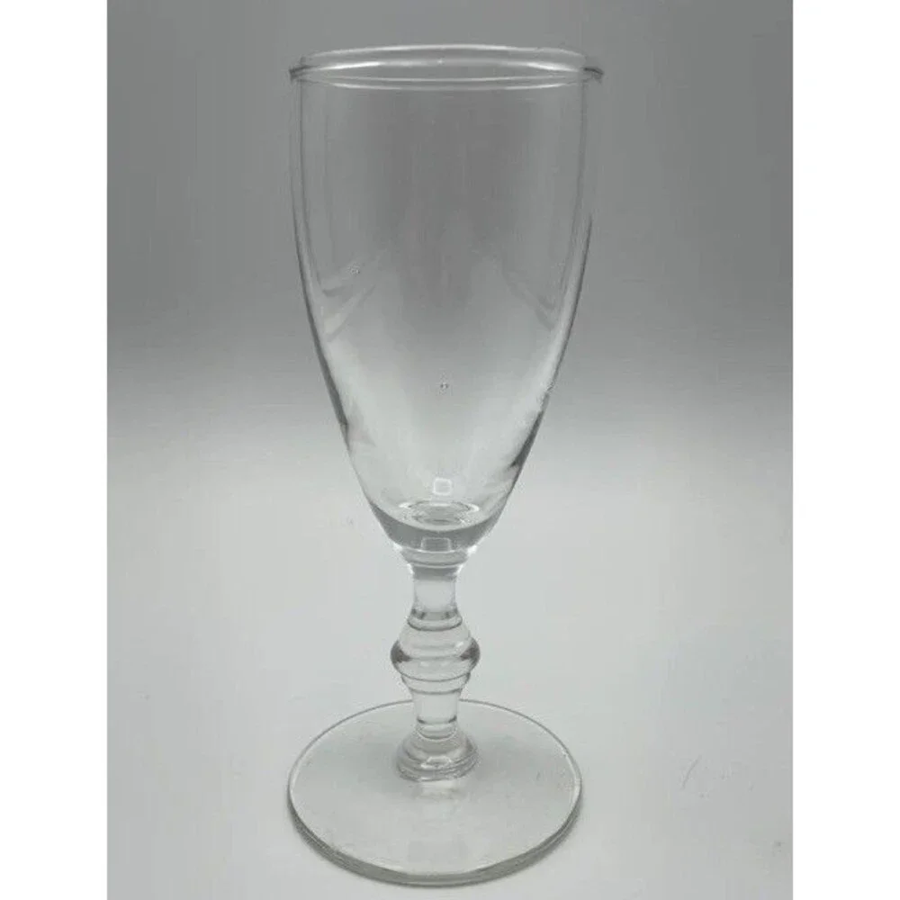 Mid Century Modern Clear Libby Georgian Bamboo Stemmed Glasses (Set of 2)